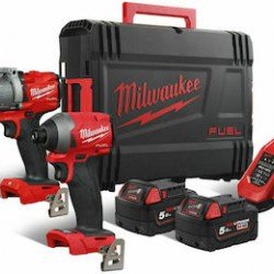 Milwaukee M18 FPP2A2-502X Σετ Κρουστικό Δραπανοκατσάβιδο & Παλμικό Κατσαβίδι 18V με 2 Μπαταρίες 5Ah και Θήκη