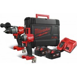 Milwaukee M18 FPP2A2-502X Σετ Κρουστικό Δραπανοκατσάβιδο & Παλμικό Κατσαβίδι 18V με 2 Μπαταρίες 5Ah και Θήκη