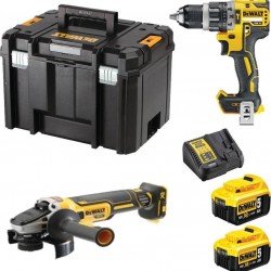 Dewalt DCK2080P2T Σετ Γωνιακός Τροχός & Κρουστικό Δραπανοκατσάβιδο 18V με 2 Μπαταρίες 5Ah και Θήκη