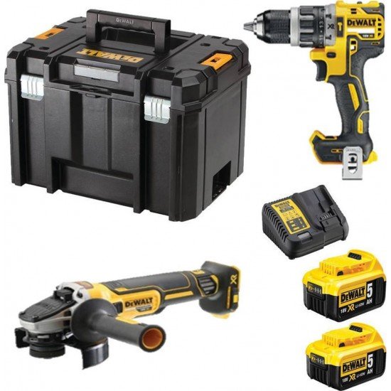 Dewalt DCK2080P2T Σετ Γωνιακός Τροχός & Κρουστικό Δραπανοκατσάβιδο 18V με 2 Μπαταρίες 5Ah και Θήκη Dewalt DCK2080P2T Σετ Γωνιακός Τροχός & Κρουστικό Δραπανοκατσάβιδο 18V με 2 Μπαταρίες 5Ah και Θήκη