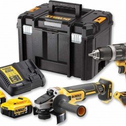Dewalt DCK2080P2T Σετ Γωνιακός Τροχός & Κρουστικό Δραπανοκατσάβιδο 18V με 2 Μπαταρίες 5Ah και Θήκη