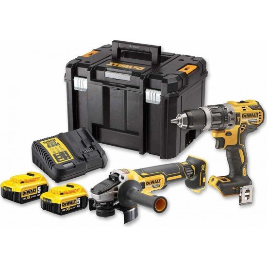 Dewalt DCK2080P2T Σετ Γωνιακός Τροχός & Κρουστικό Δραπανοκατσάβιδο 18V με 2 Μπαταρίες 5Ah και Θήκη Dewalt DCK2080P2T Σετ Γωνιακός Τροχός & Κρουστικό Δραπανοκατσάβιδο 18V με 2 Μπαταρίες 5Ah και Θήκη