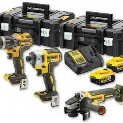Dewalt DCK384P2T Σετ Γωνιακός Τροχός & Μπουλονόκλειδο & Σκαπτικό 18V με 2 Μπαταρίες 5Ah και Θήκη