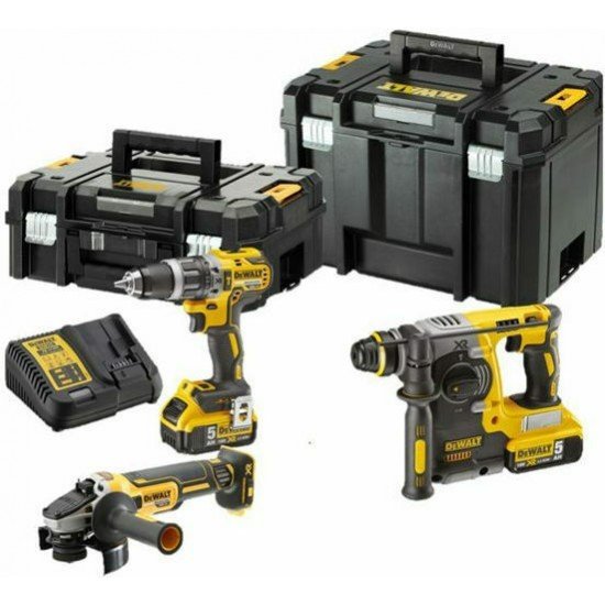 Dewalt DCK428P3T Σετ Γωνιακός Τροχός & Κρουστικό Δραπανοκατσάβιδο & Μπουλονόκλειδο & Πιστολέτο 18V με 3 Μπαταρίες 5Ah και Θήκη Dewalt DCK428P3T Σετ Γωνιακός Τροχός & Κρουστικό Δραπανοκατσάβιδο & Μπουλονόκλειδο & Πιστολέτο 18V με 3 Μπαταρίες 5Ah και Θήκη