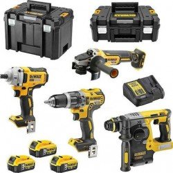 Dewalt DCK428P3T Σετ Γωνιακός Τροχός & Κρουστικό Δραπανοκατσάβιδο & Μπουλονόκλειδο & Πιστολέτο 18V με 3 Μπαταρίες 5Ah και Θήκη