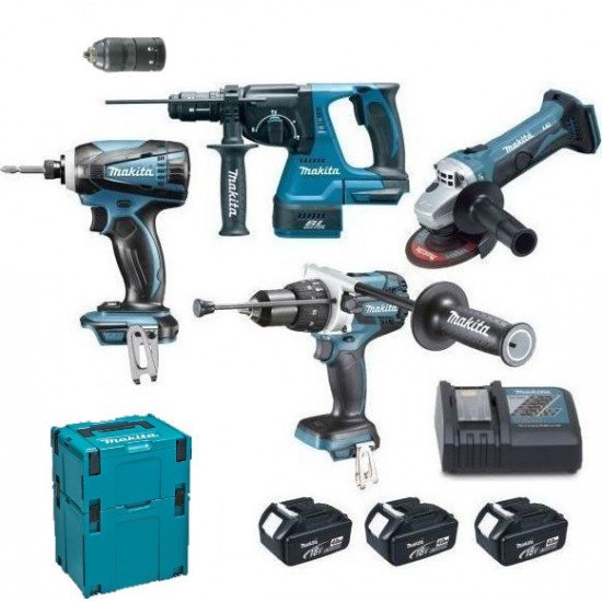 Makita DLX4104TJ1 Σετ Γωνιακός Τροχός & Κρουστικό Δραπανοκατσάβιδο & Παλμικό Κατσαβίδι & Πιστολέτο 18V με 3 Μπαταρίες 5Ah και Θήκη Makita DLX4104TJ1 Σετ Γωνιακός Τροχός & Κρουστικό Δραπανοκατσάβιδο & Παλμικό Κατσαβίδι & Πιστολέτο 18V με 3 Μπαταρίες 5Ah και Θήκη