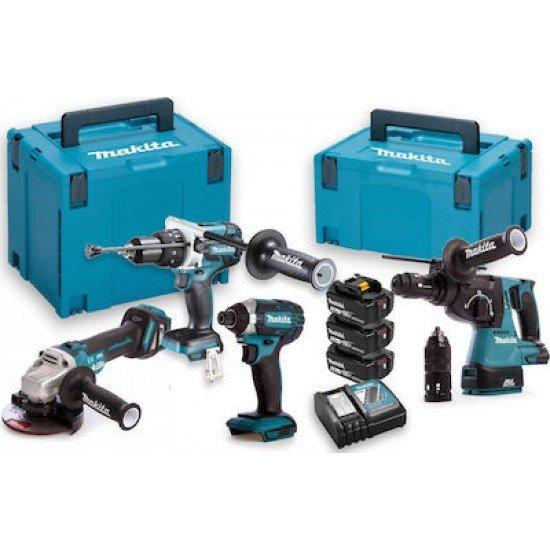 Makita DLX4104TJ1 Σετ Γωνιακός Τροχός & Κρουστικό Δραπανοκατσάβιδο & Παλμικό Κατσαβίδι & Πιστολέτο 18V με 3 Μπαταρίες 5Ah και Θήκη Makita DLX4104TJ1 Σετ Γωνιακός Τροχός & Κρουστικό Δραπανοκατσάβιδο & Παλμικό Κατσαβίδι & Πιστολέτο 18V με 3 Μπαταρίες 5Ah και Θήκη
